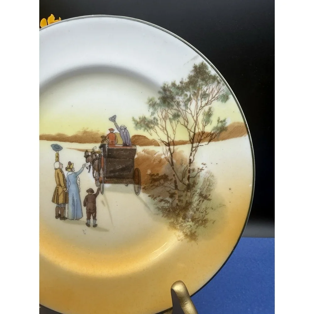 Royal Doulton Old English Coaching Scenes‎ Salad Plate Mail Coach Departure Vtg